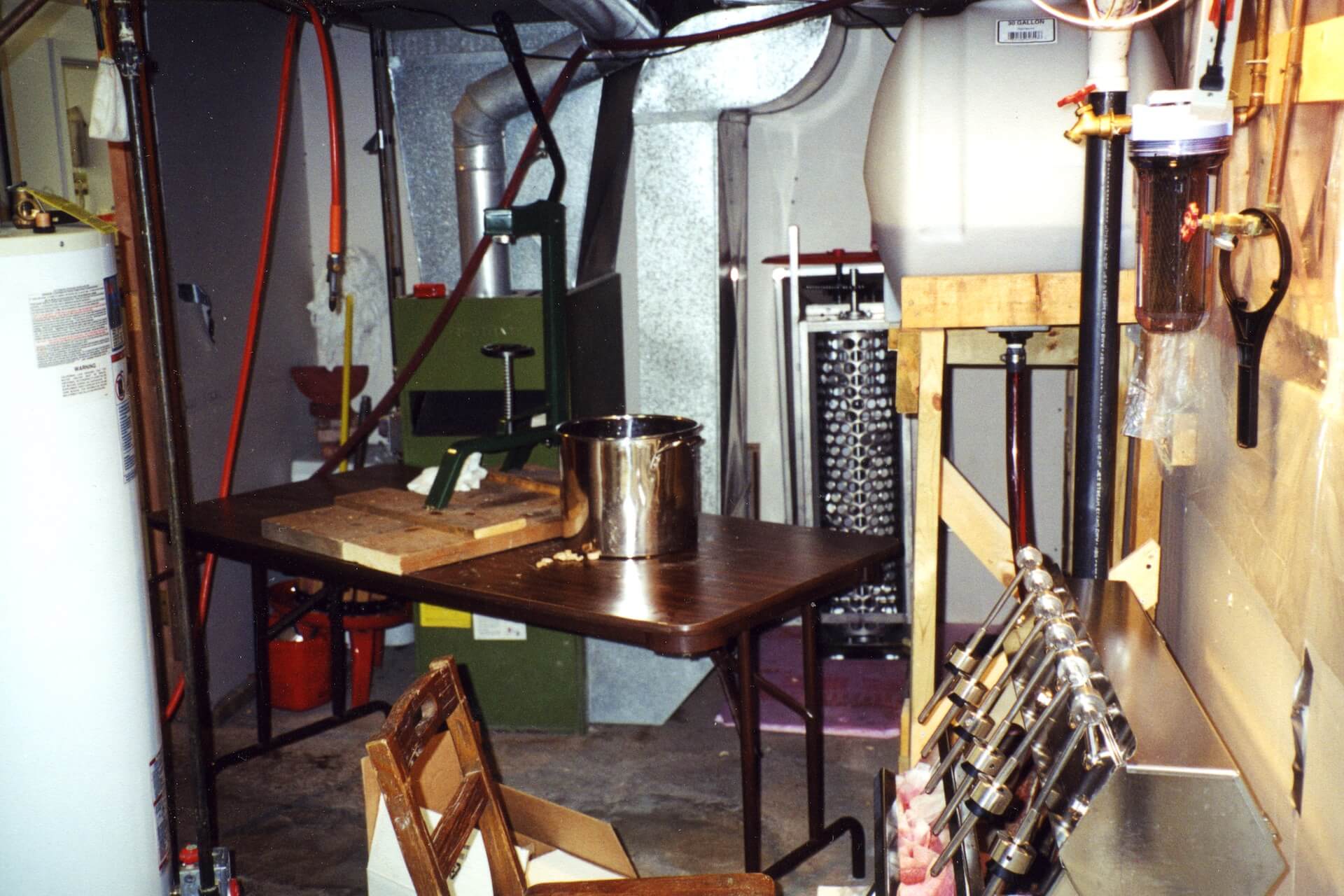 Prairie Berry's original bottling line in the basement of Ralph's house in Mobridge, South Dakota