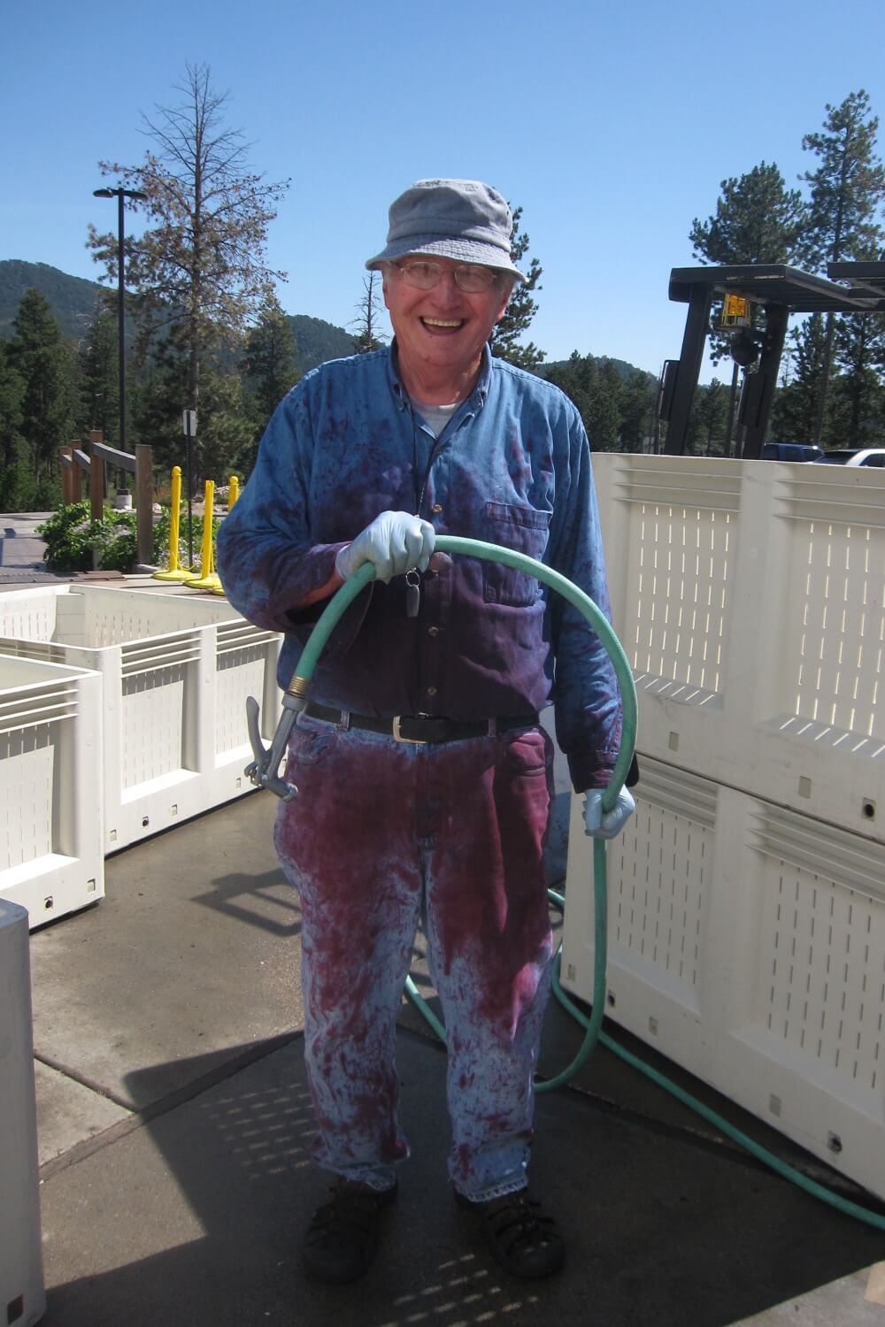 Ralph after a hard day's work during "Crush" at Prairie Berry Winery