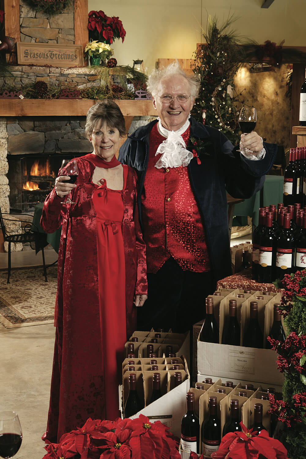 Ralph and his wife, Sylvia, in costume at Prairie Berry Winery's famous Fezziwig holiday festival near Hill City, South Dakota.